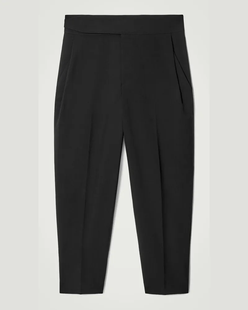 COS Schmal Zulaufende Hose Aus Woll-Hopsack Mit Gürtel Schwarz