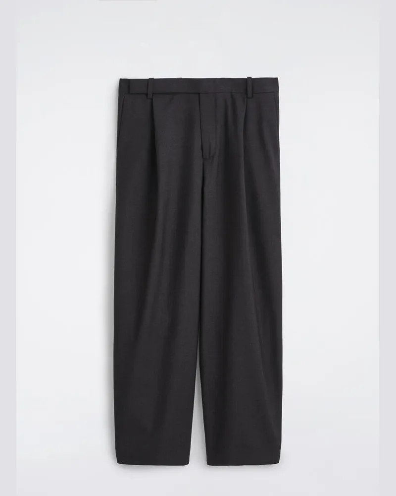 COS Lockere Wollhose Mit Barrel-Bein Und Gürteldetail Grau