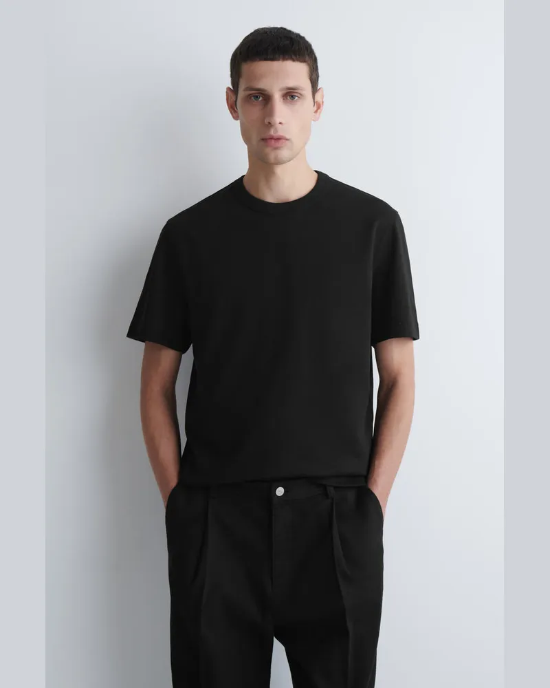 COS T-Shirt Aus Baumwolle Mit Rundhalsausschnitt Schwarz