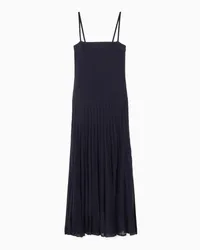 COS Langes Strickkleid Mit Falten Navyblau