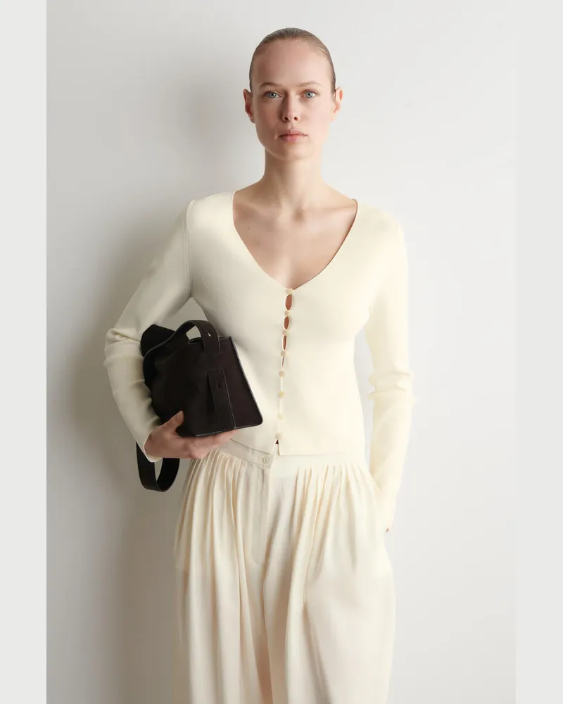 COS Minimalistische Strickjacke Mit V-Ausschnitt Weiß