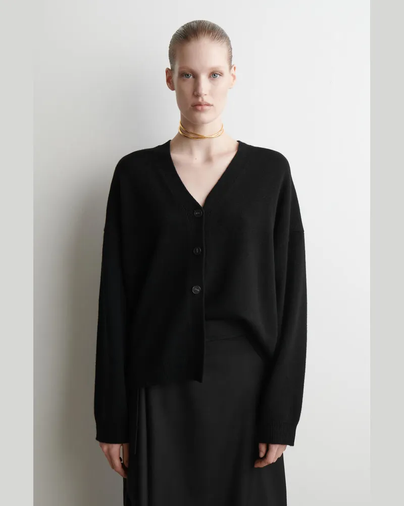 COS Strickjacke Aus Kaschmir Mit V-Ausschnitt Schwarz