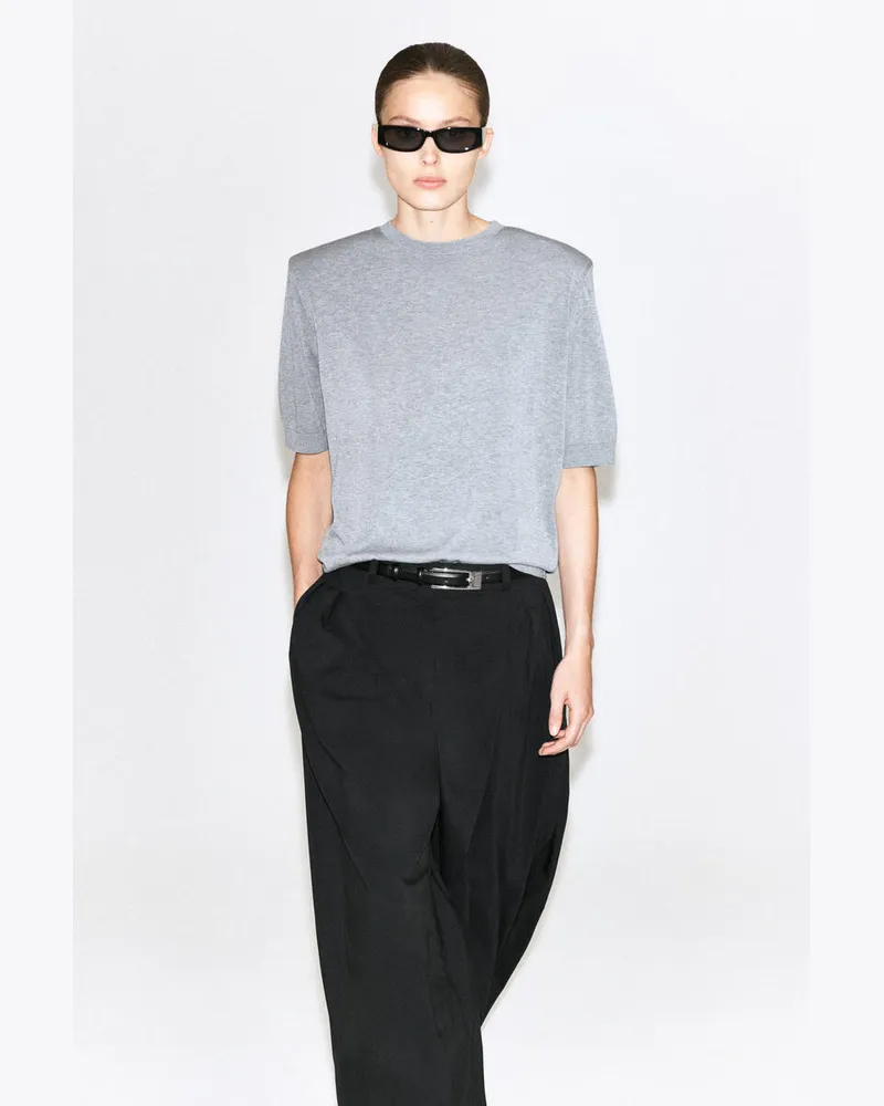 COS T-Shirt Aus Seiden-Baumwoll-Mix Grau