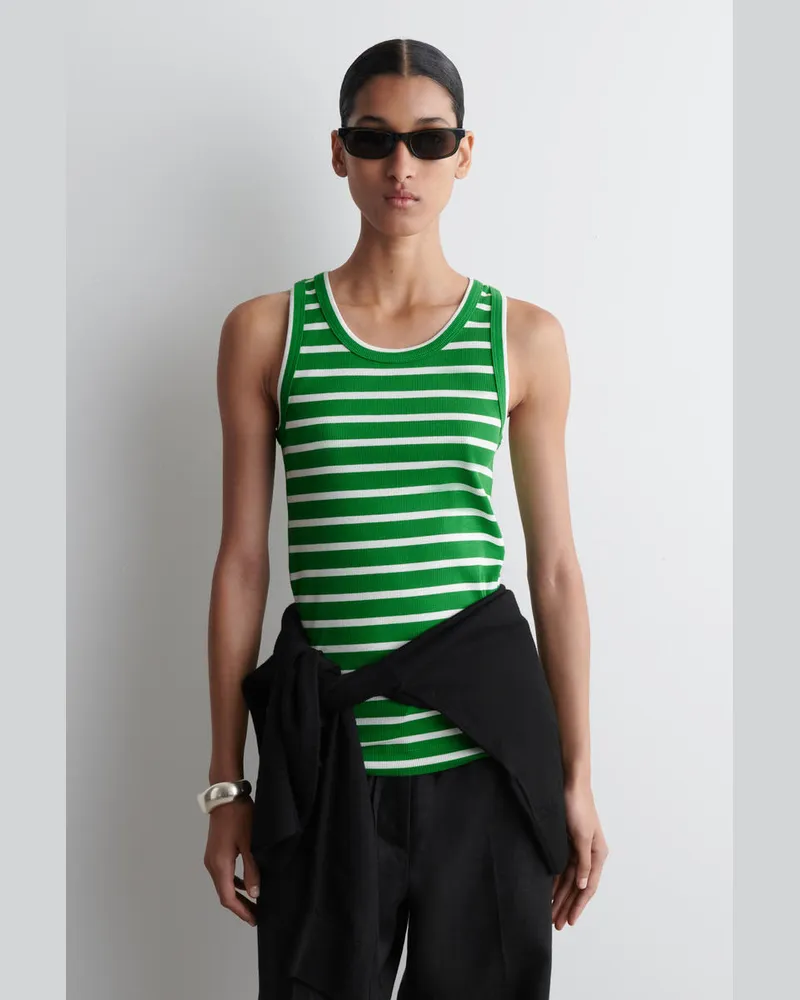 COS Geripptes Tanktop Grün
