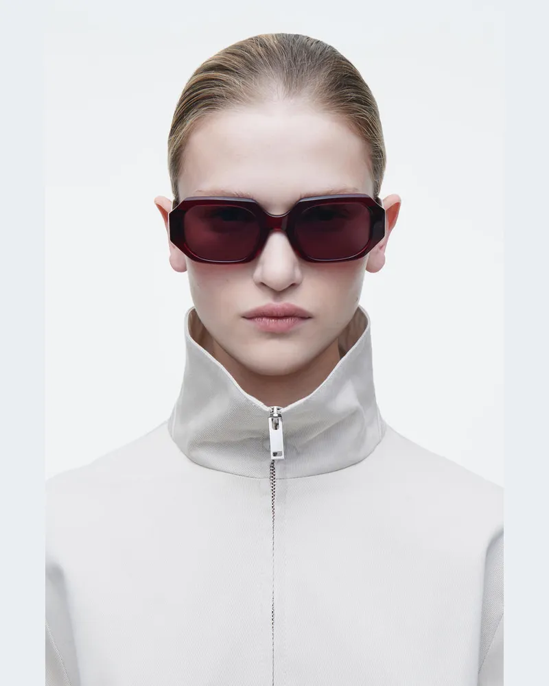 COS Facet Sonnenbrille - Rechteckig Rot