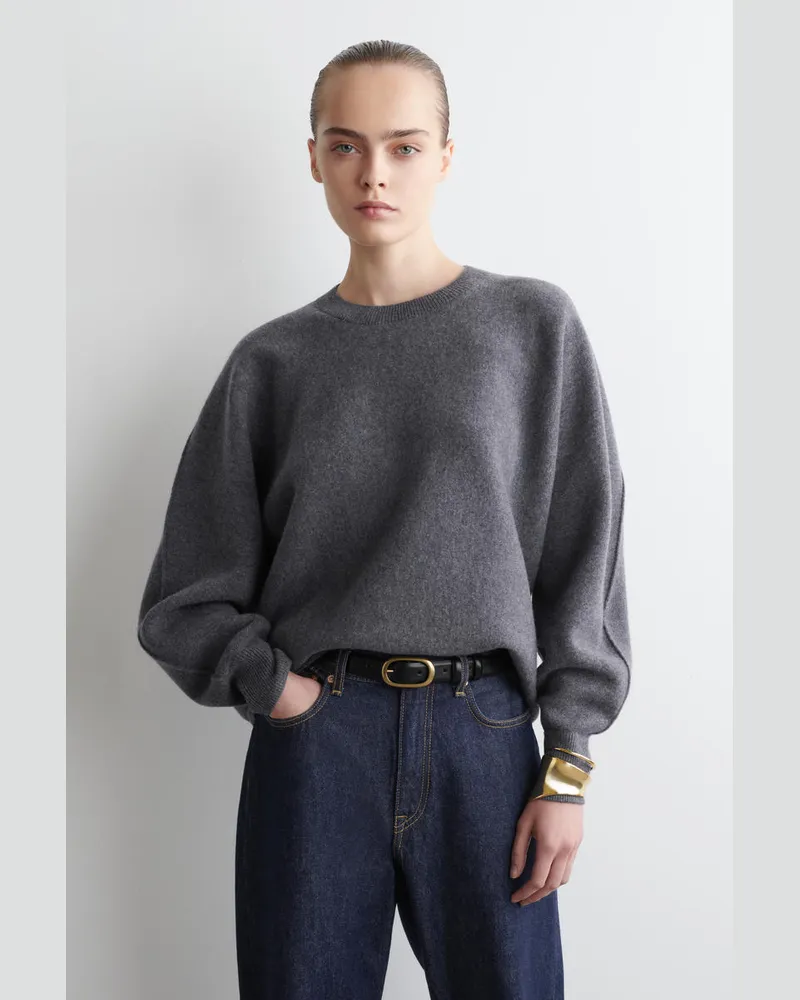COS Abgerundeter Pullover Aus Doubleface-Wolle Grau
