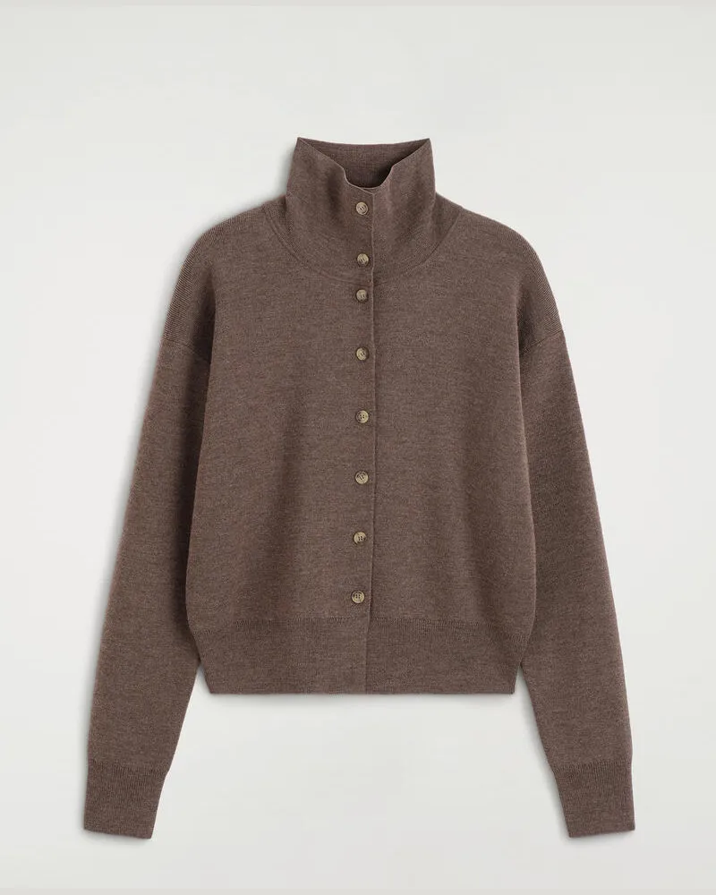 COS Strickjacke Aus Merinowolle Mit Trichterkragen Braun