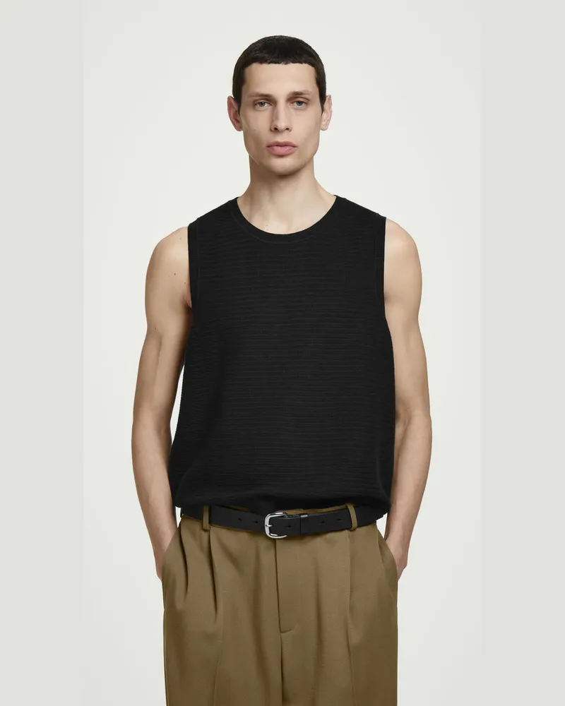 COS Strukturiertes Tanktop Aus Baumwolle Schwarz