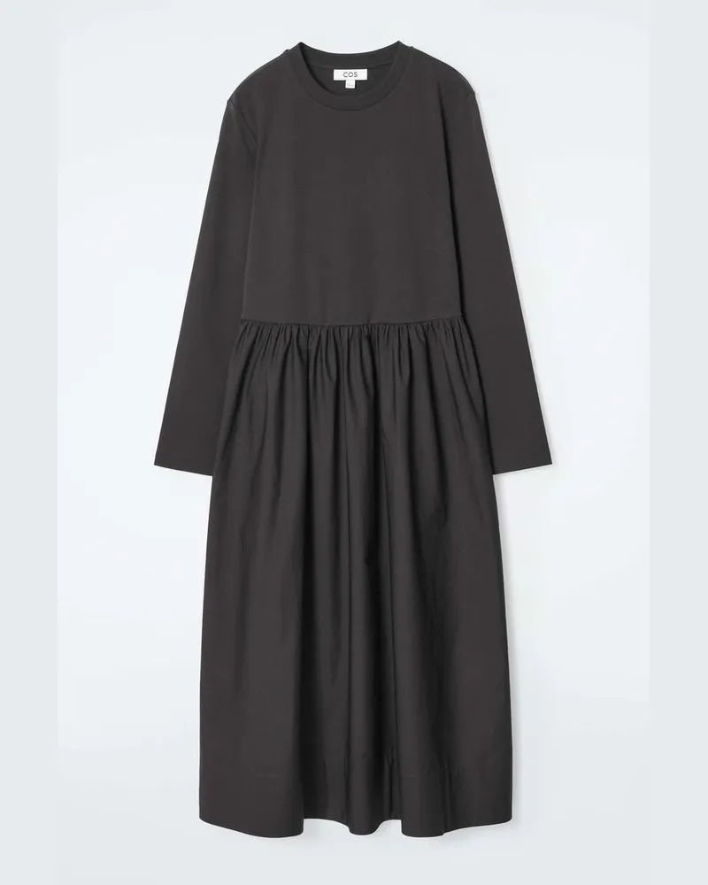 COS Langärmliges Midikleid Mit Kontrasteinsatz Schwarz