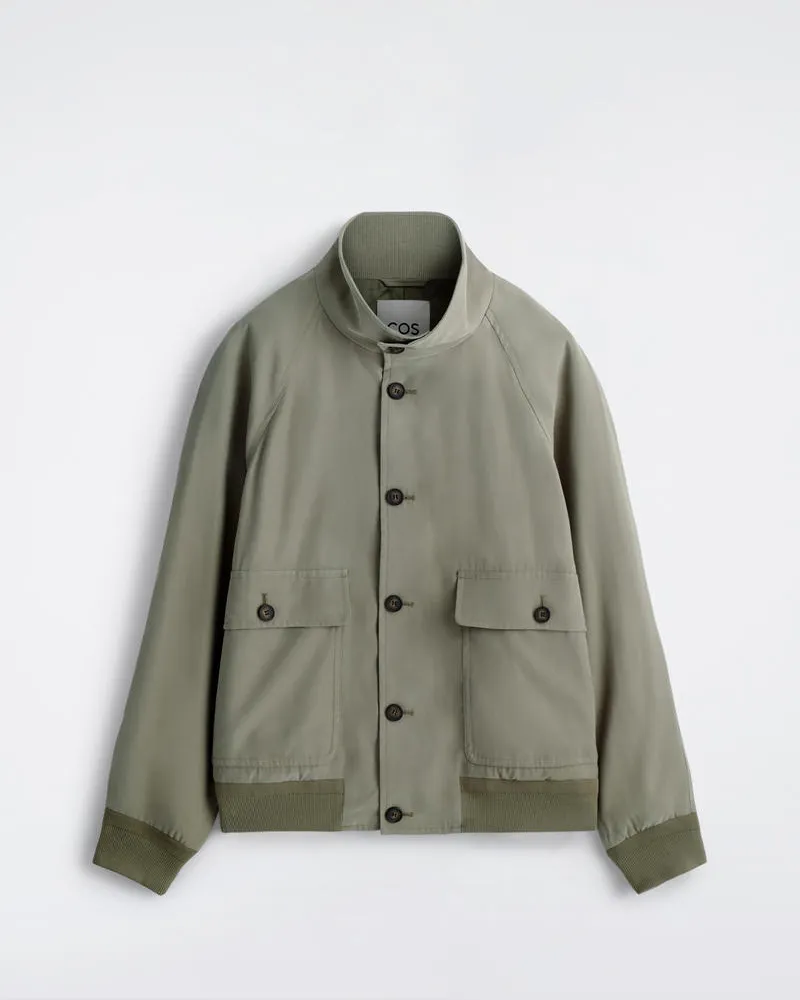 COS Blousonjacke Aus Twill Mit Stehkragen Grün