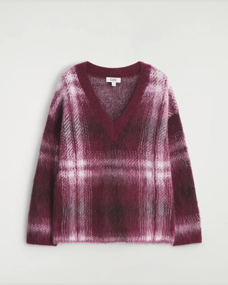 COS Karierter Pullover Aus Alpaka-Mix Rot