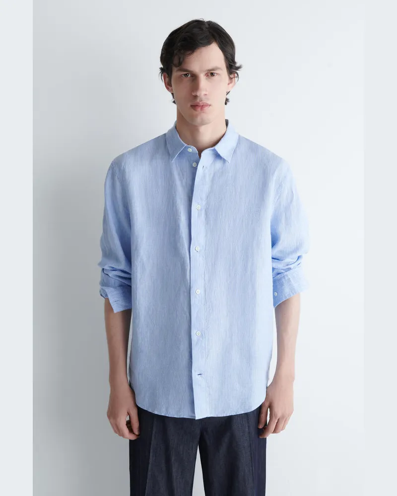 COS Lockeres Leinenhemd Blau