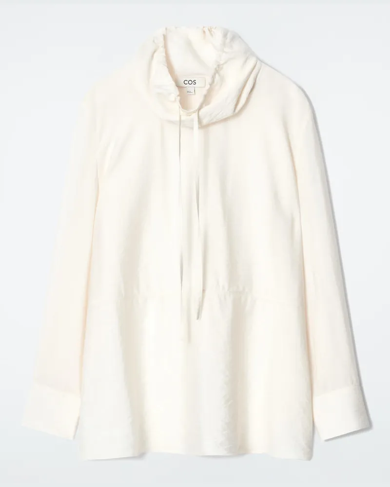 COS Bluse Mit Stehkragen Mit Kordelzug Weiß