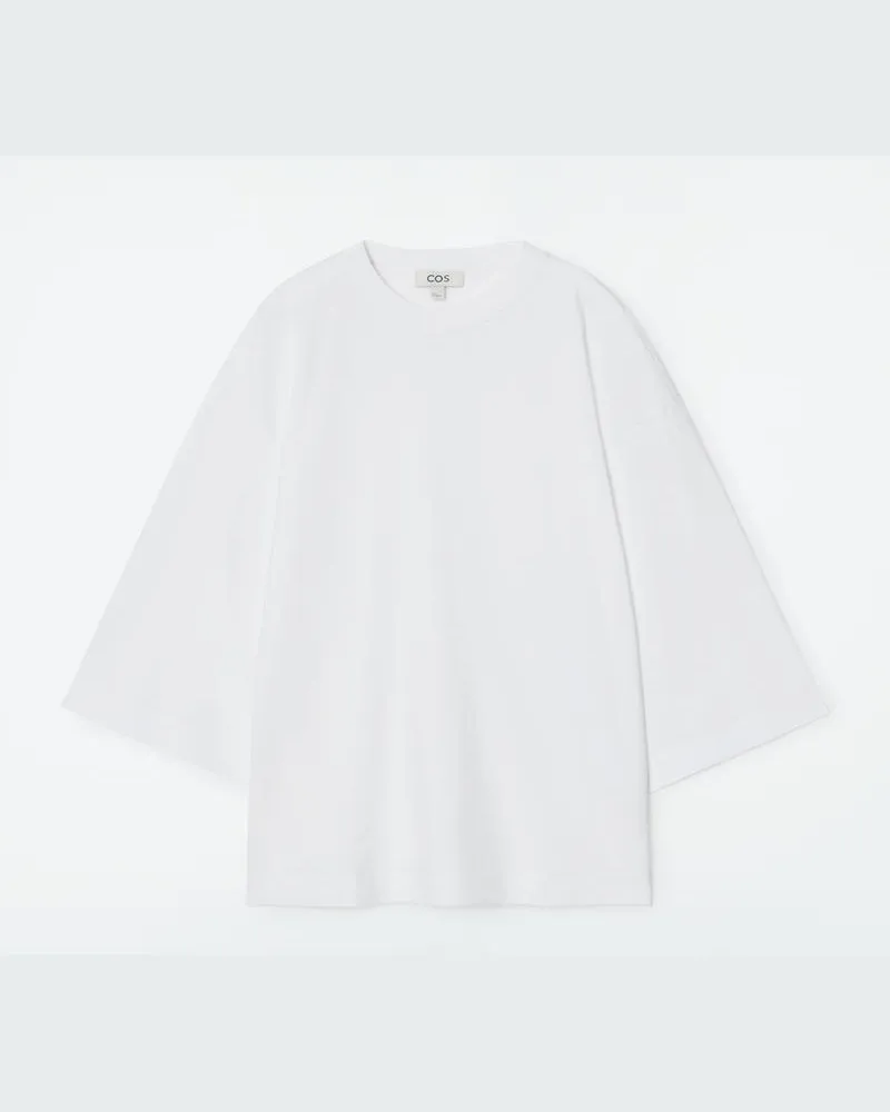 COS Trapezförmiges Lockeres T-Shirt Weiß
