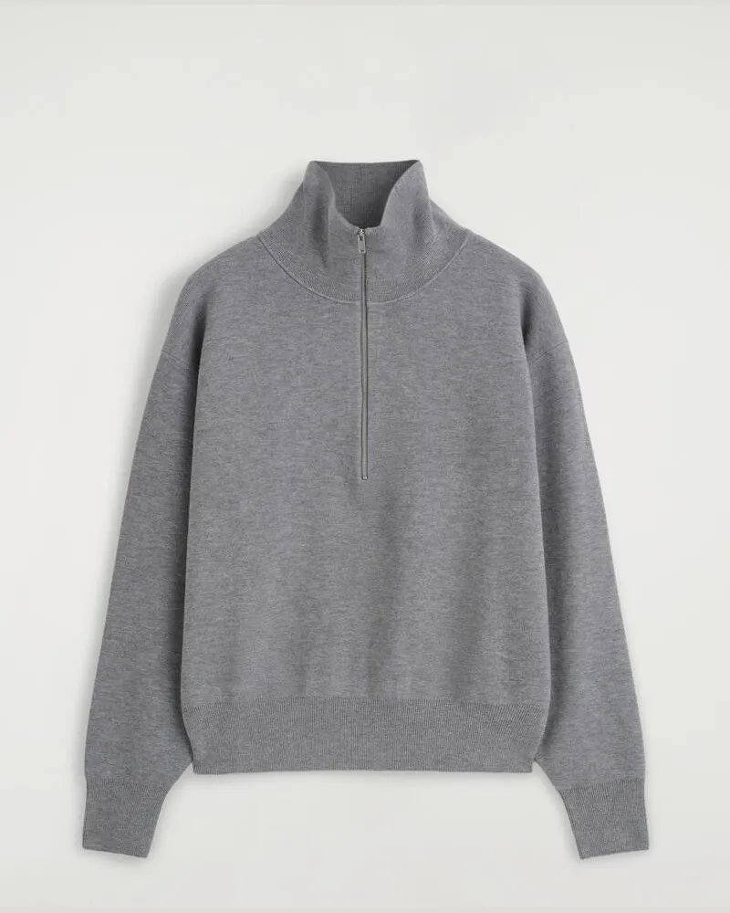 COS Strickpullover Mit Reissverschluss Und Kragen Grau