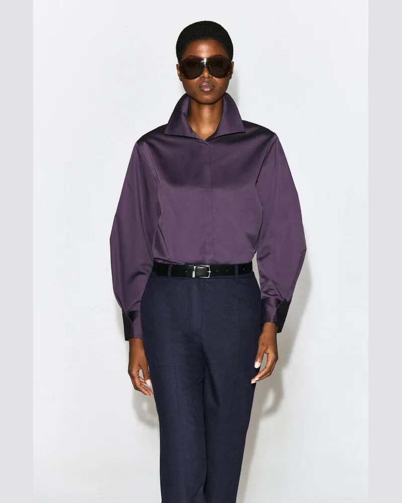 COS Oversized-Hemd Aus Baumwolle Mit Kragen Lila