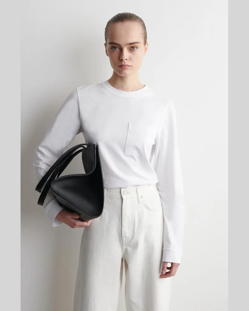 COS Oversized-Langarmshirt Aus Gebürsteter Baumwolle Weiß