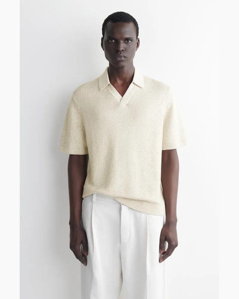 COS Polohemd Aus Ajour-Strick Beige