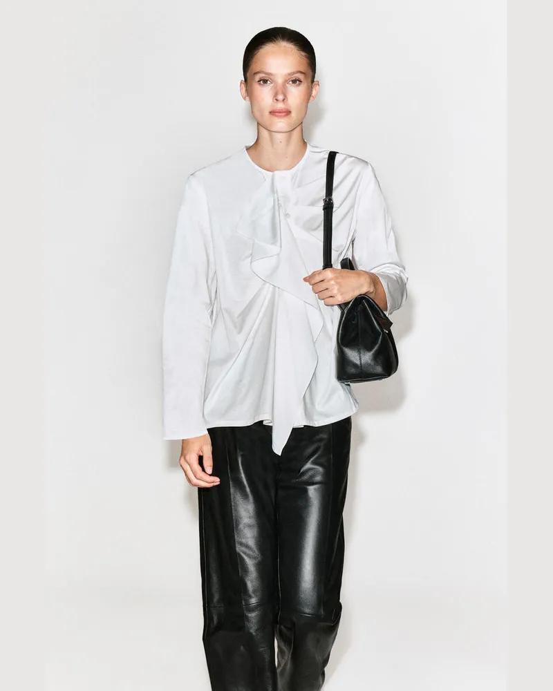 COS Baumwollbluse Mit Volants Weiß