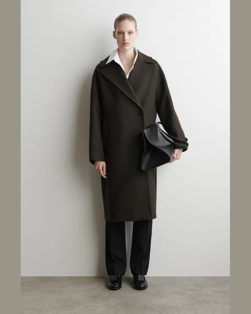 COS Zweireihiger Oversized-Wollmantel Grün