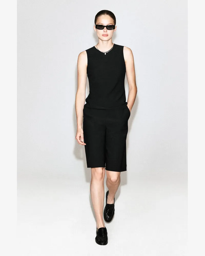 COS Shorts Aus Crêpe Mit Weitem Bein Schwarz