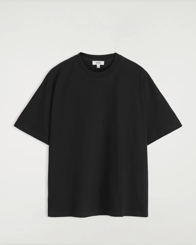 COS Lockeres Leichtes Baumwoll-T-Shirt Schwarz