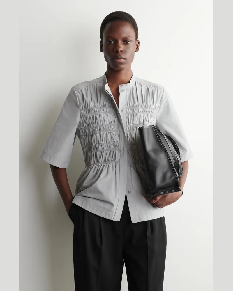 COS Bluse Aus Baumwolle Mit Raffungen Grau