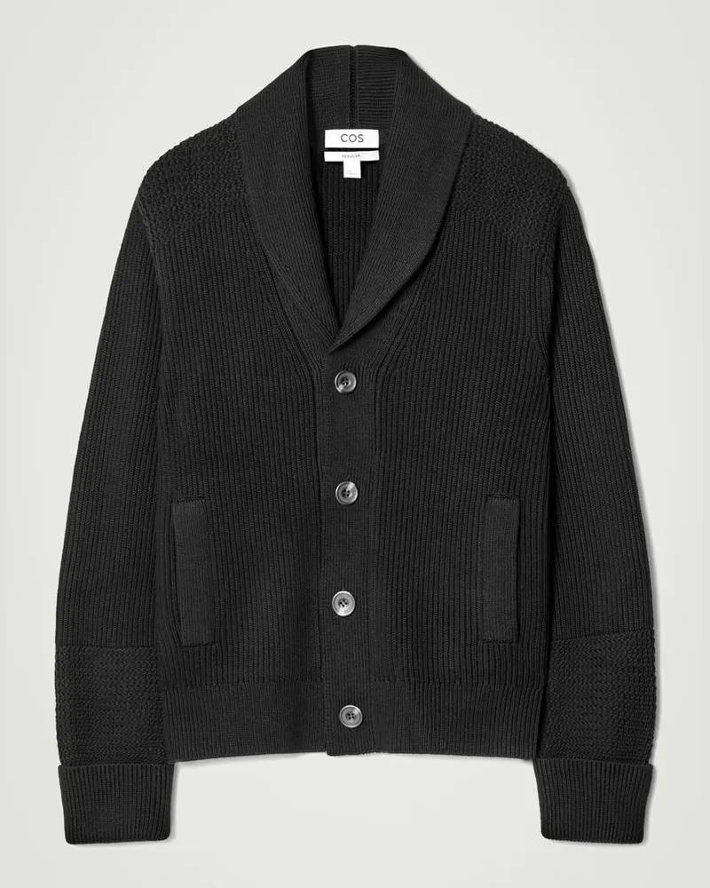 COS Strickjacke Aus Merinowolle Mit Schalkragen Schwarz