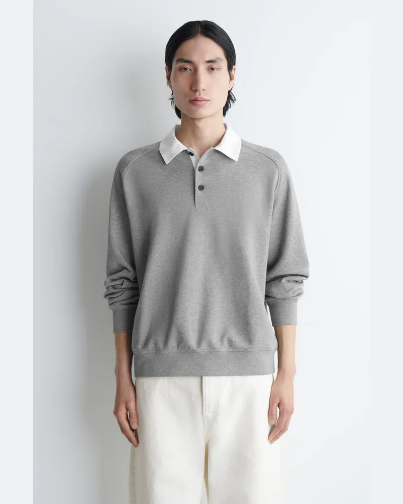 COS Poloshirt Aus Jersey Mit Kontrastkragen Grau