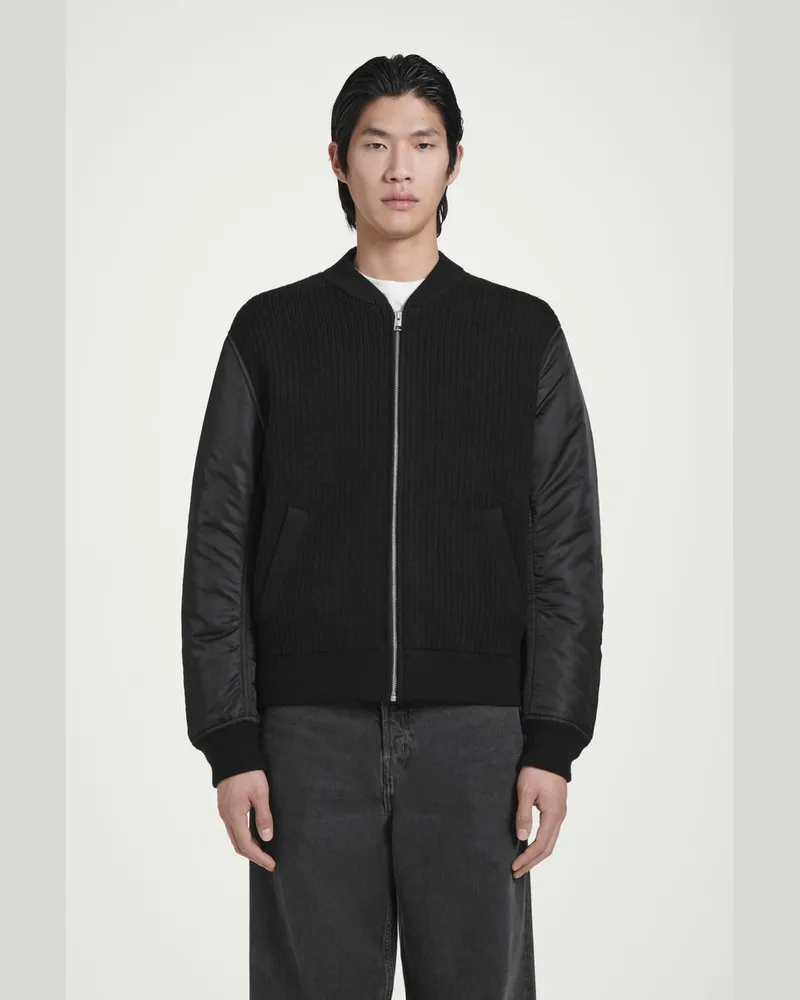COS Bomberjacke Aus Merinowolle Und Nylon Schwarz