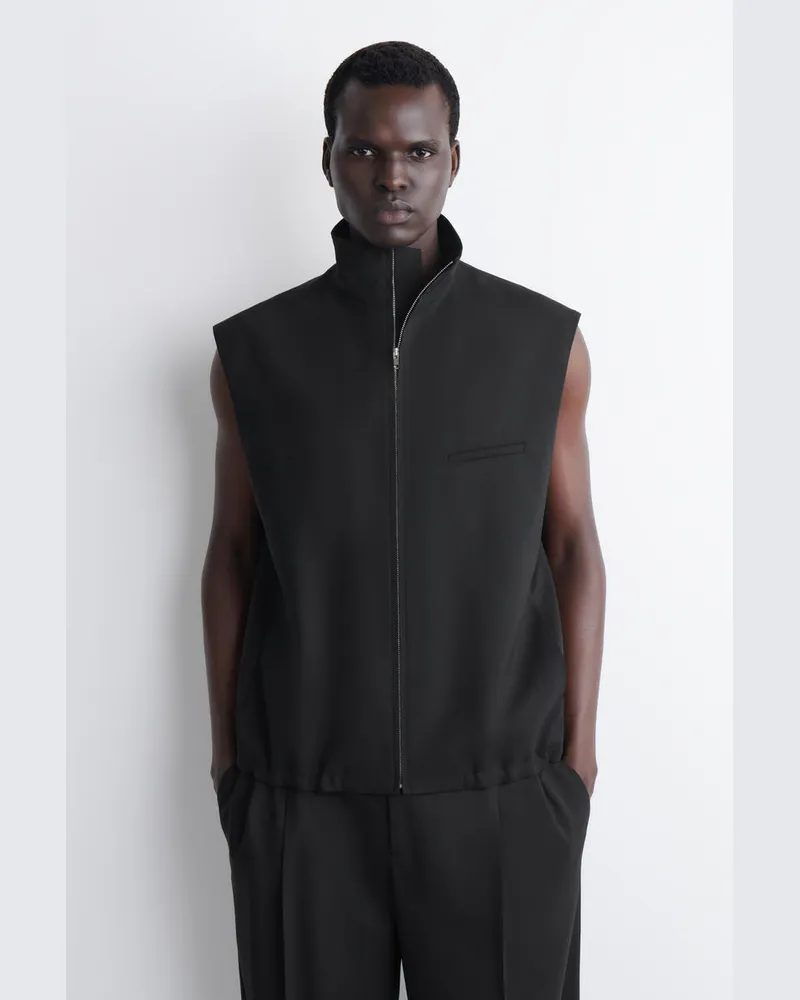 COS Tailored Funnel-Neck Wool Gilet Schwarz