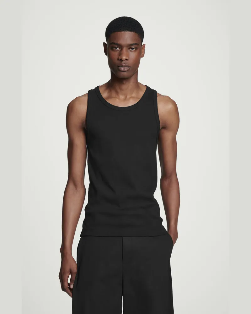 COS Schmales Geripptes Tanktop Aus Baumwolle Schwarz