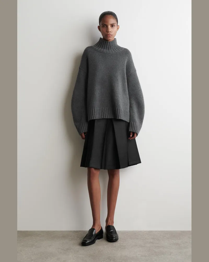 COS Pleated Wool-Blend Skirt Schwarz