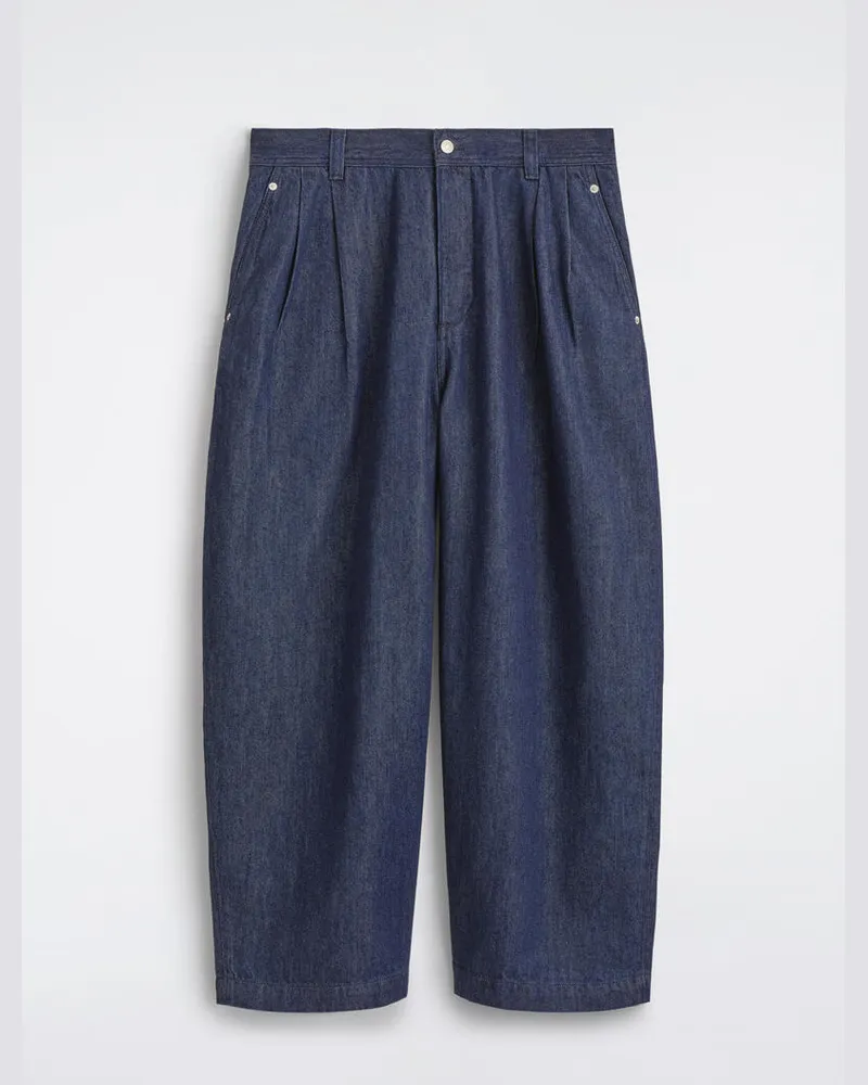 COS Lockere Hose Aus Denim Mit Barrel-Bein Und Falten Blau