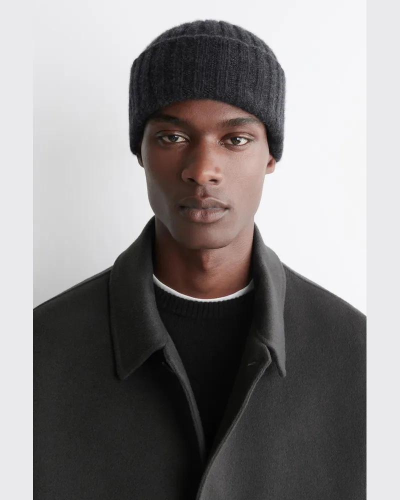 COS Breit Gerippte Strick-Beanie Aus Kaschmir Schwarz