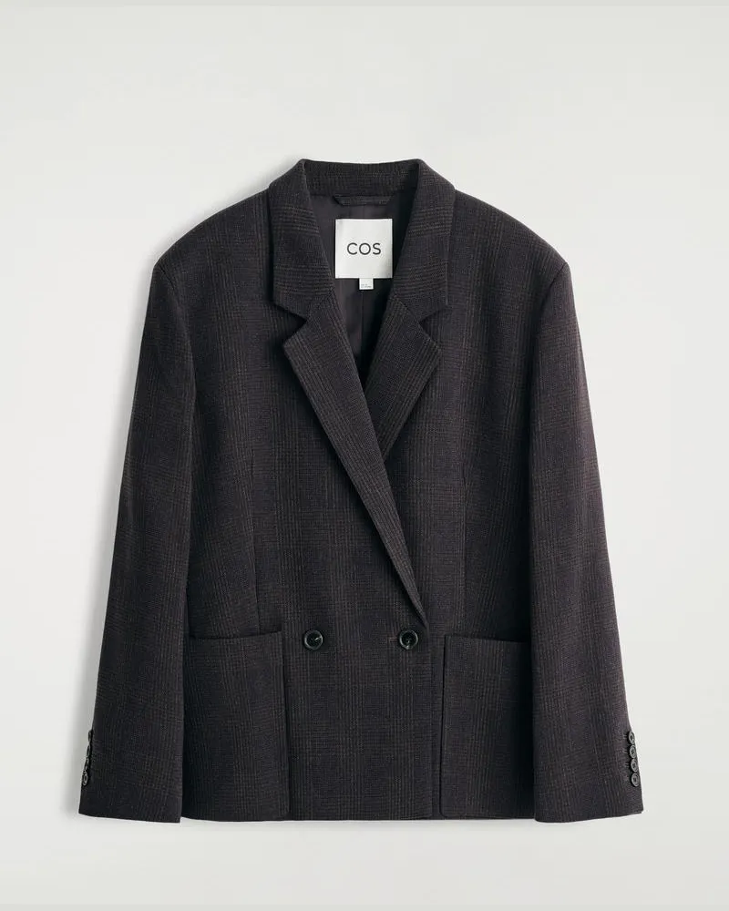 COS Zweireihiger Blazer Mit Karomuster Braun