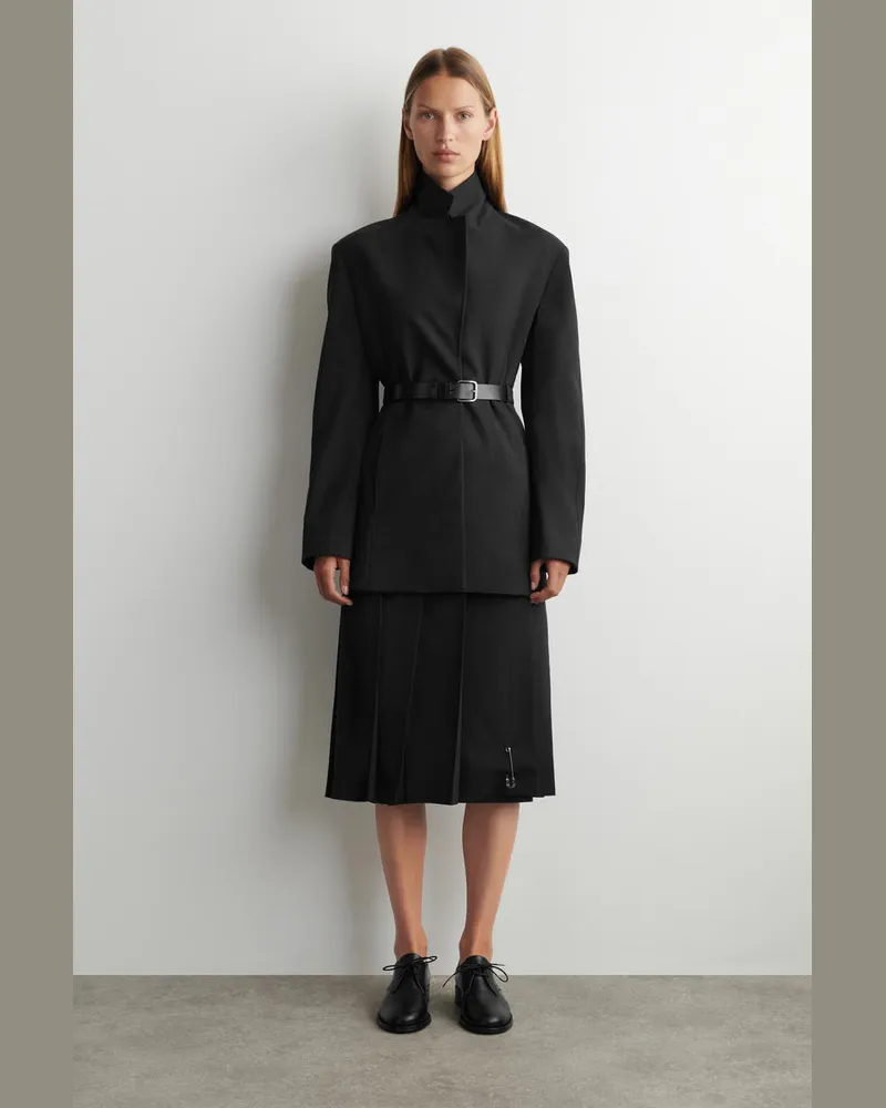 COS Blazer Aus Woll-Mix Mit Gürtel Grau