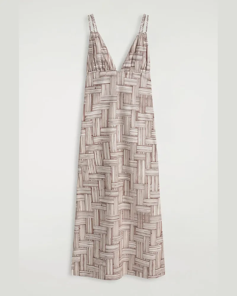 COS Maxikleid Mit V-Ausschnitt Und Print Braun