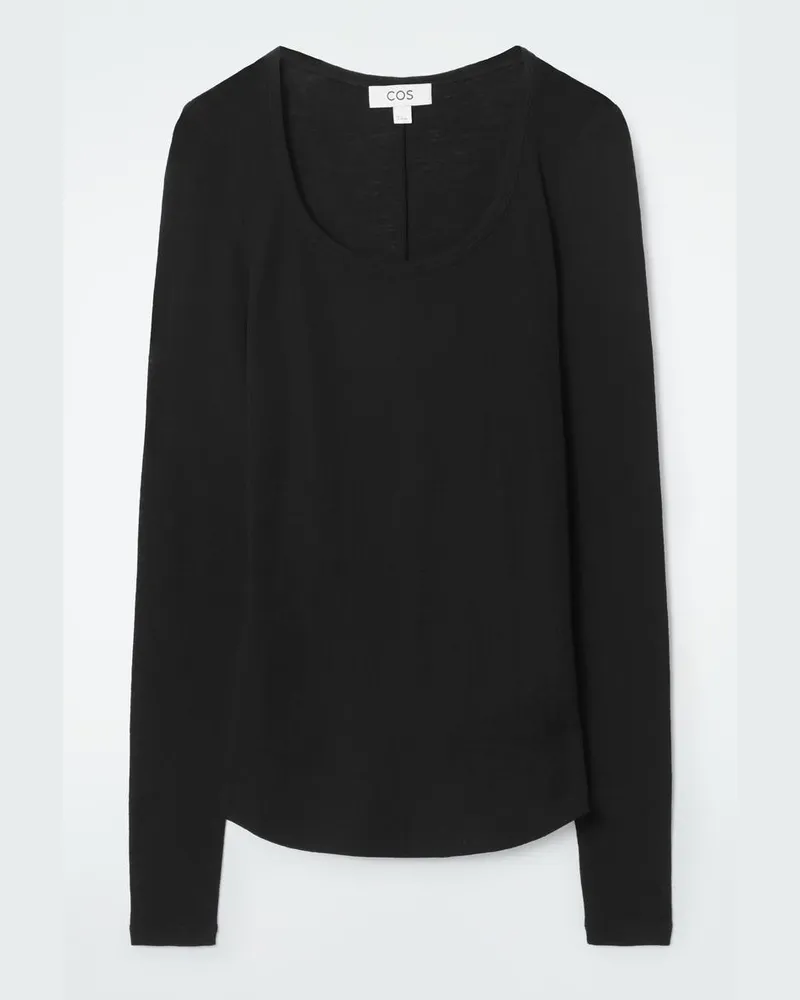 COS Langarmshirt Aus Merinowolle Schwarz