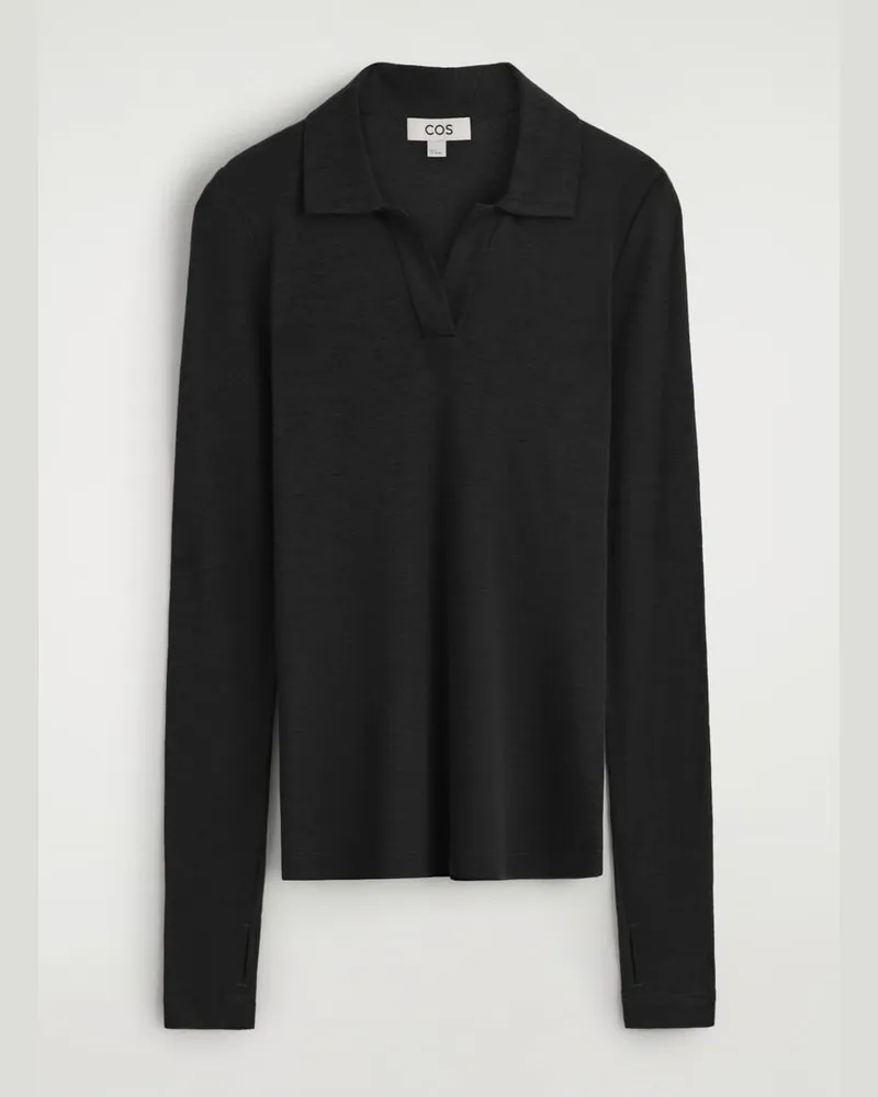 COS Poloshirt Aus Merinowolle Schwarz
