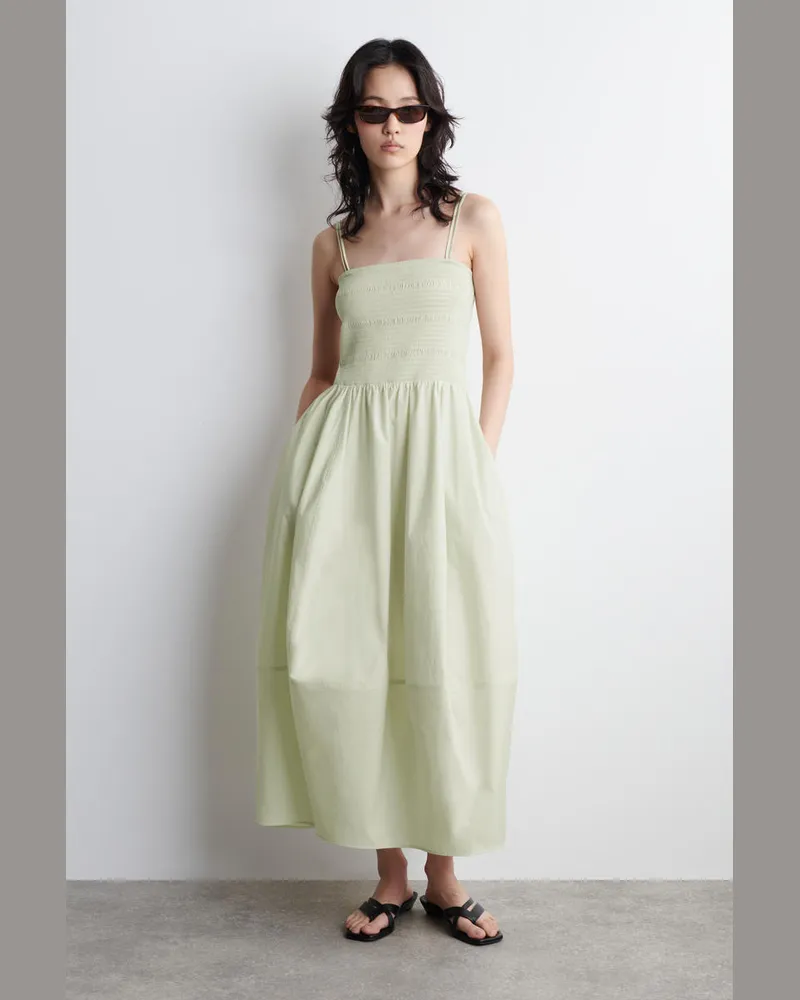 COS Midikleid Mit Smokdetails Grün