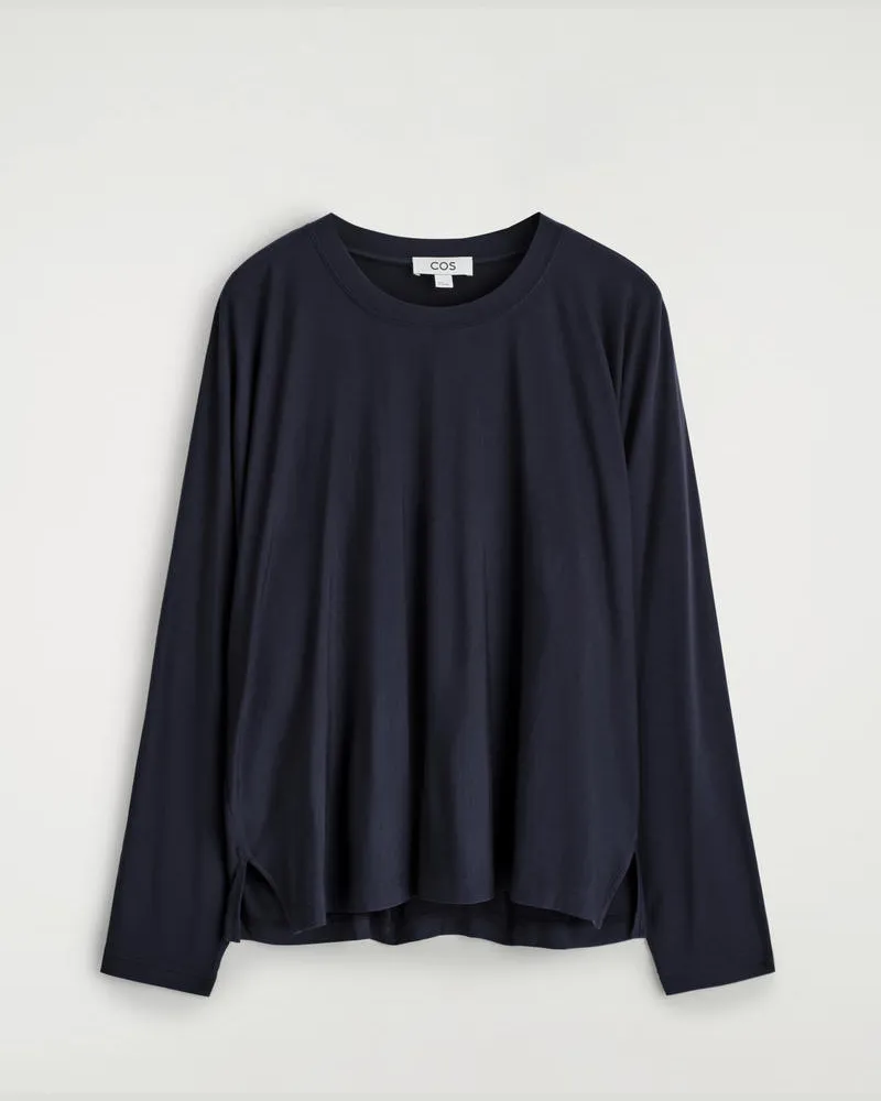 COS Fliessendes Langarmshirt Aus Jersey Blau