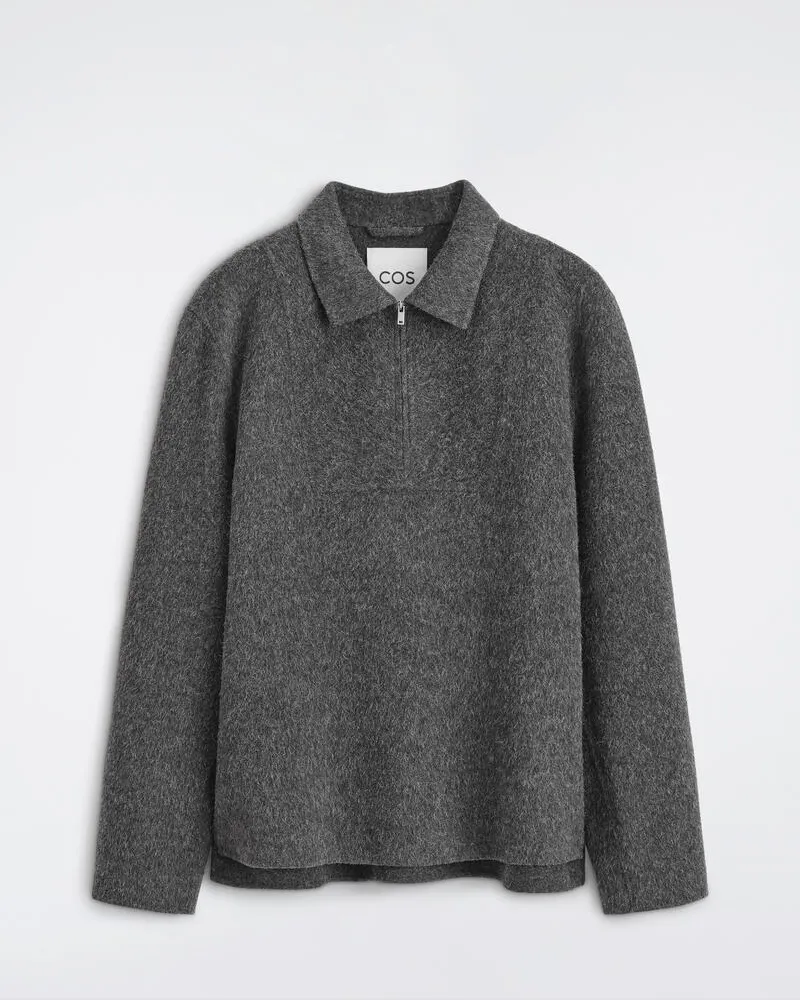 COS Hemdjacke Aus Doubleface-Woll-Mix Grau