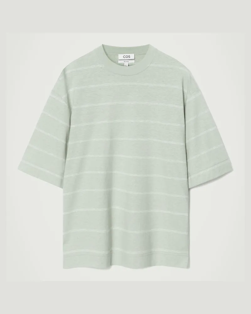 COS Lockeres Gestreiftes T-Shirt Aus Jersey Türkis
