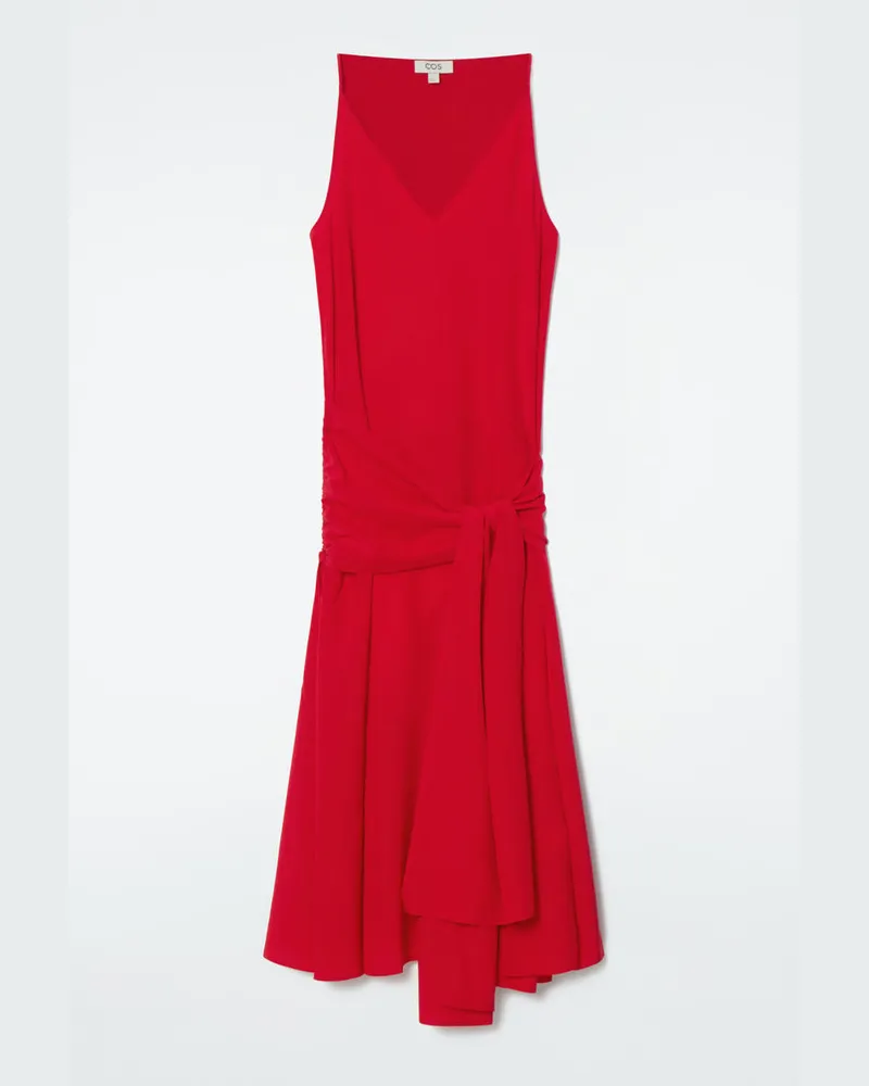 COS Asymmetrisches Seidenkleid Mit Bindedetail Rot