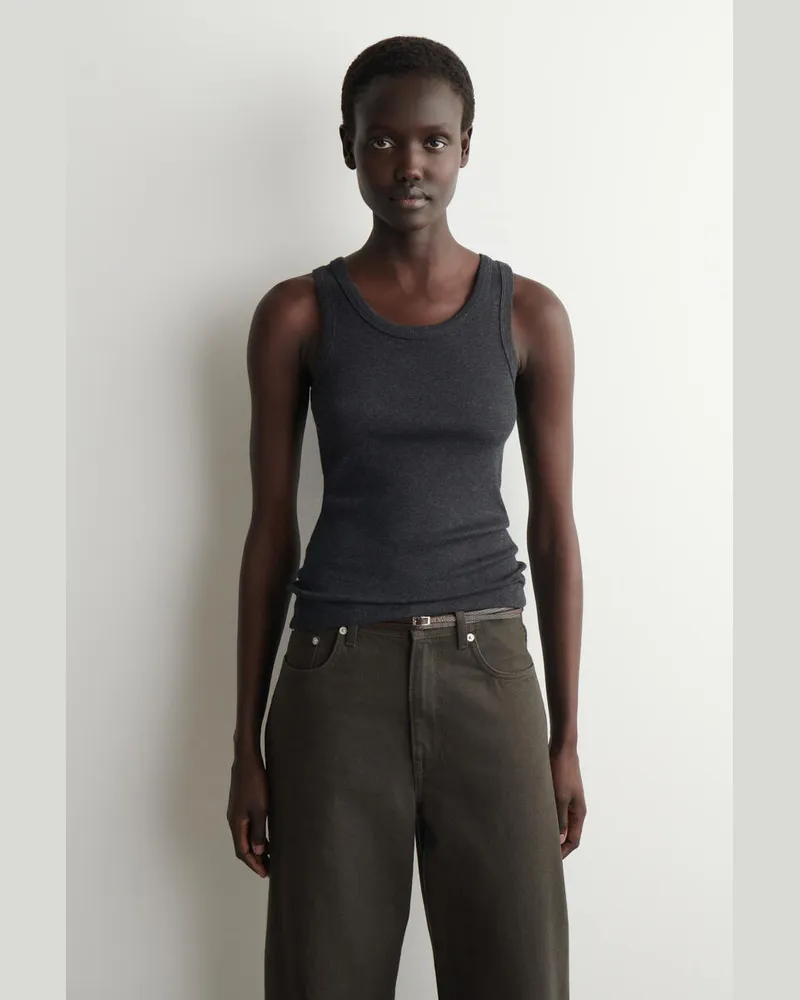 COS Geripptes Tanktop Aus Baumwolle Grau