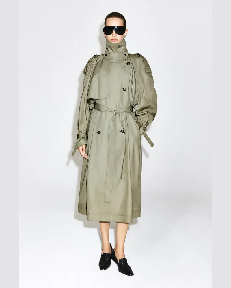 COS Trenchcoat Aus Baumwolle Mit Stehkragen Grün