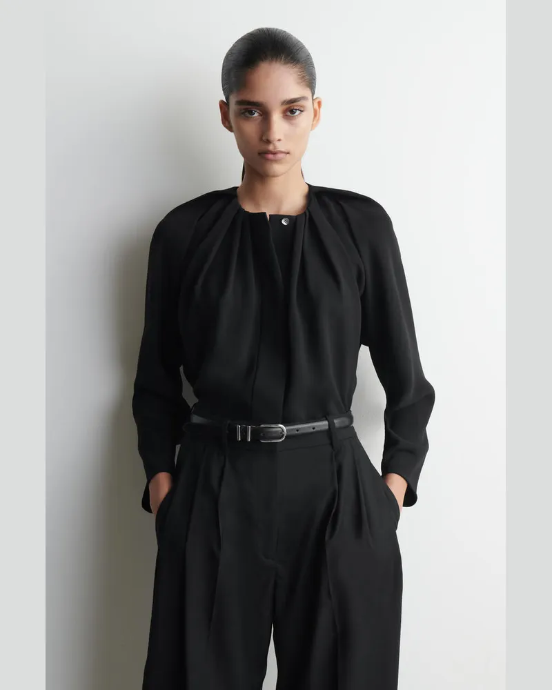 COS Voluminöse Bluse Mit Falten Schwarz