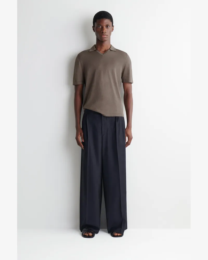 COS Lockere Hose Aus Woll-Twill Mit Weitem Bein Blau