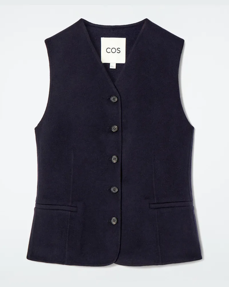COS Weste Aus Doubleface-Wolle Blau